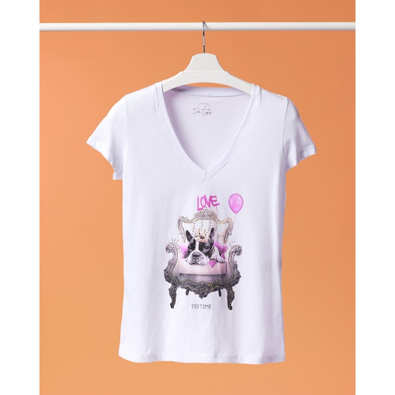 Tee Time 51223 t-shirt king dog bianco