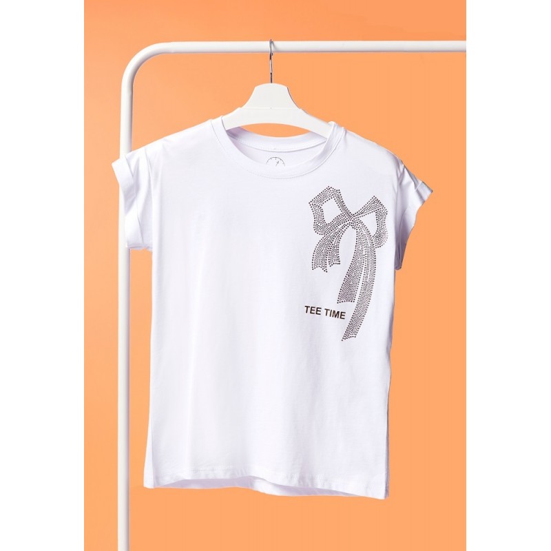 Tee Time 51225 t-shirt ciocca strass bianco